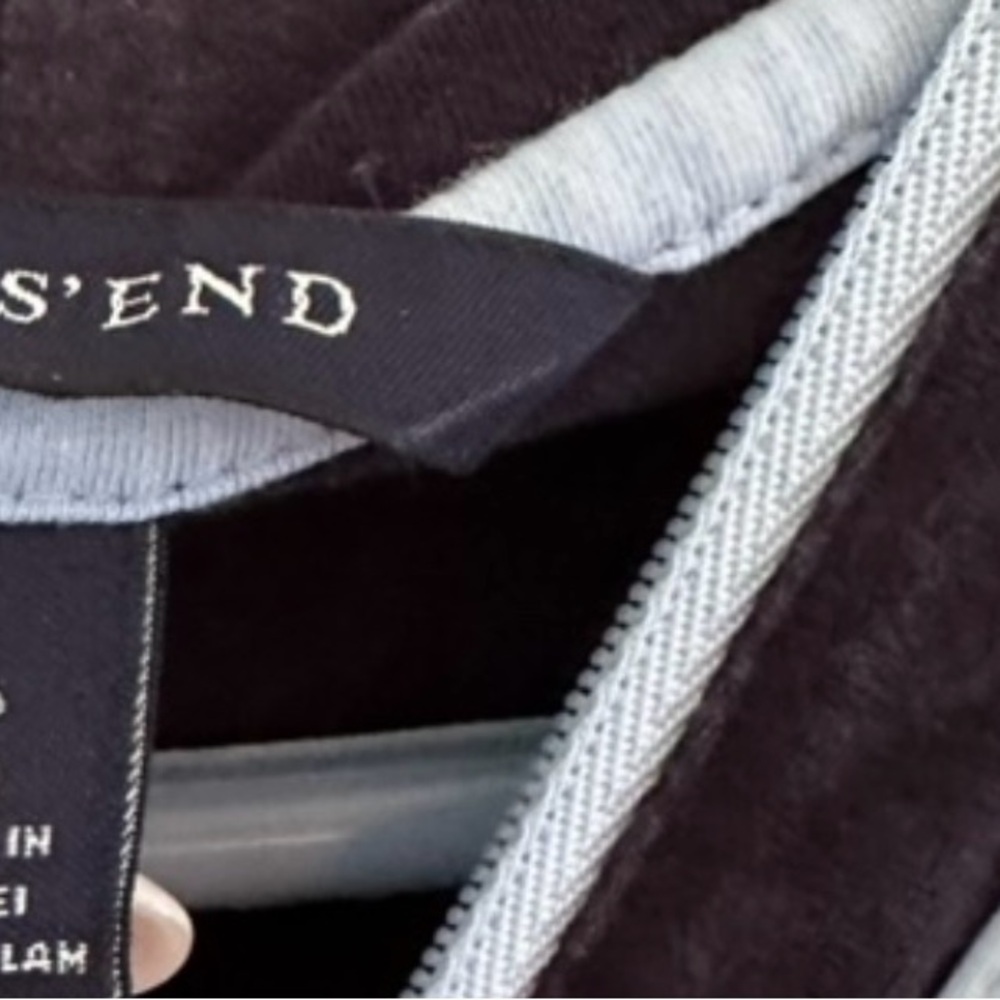 Lands End Womens Navy Blue Light Blue Trim Quarter Zip Hooded Tunic Top S‎ 6-8 - Picture 2 of 3